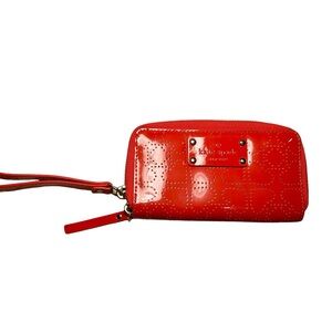 Red Kate Spade ♠️ Zip Around Wallet Wristlet